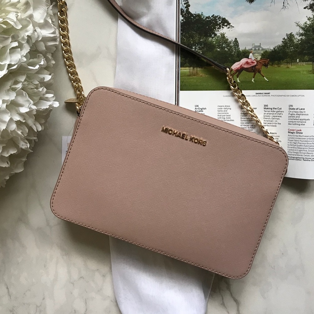 Michael Kors Jet Set Large Fawn Crossbody Bag - Picture 1 of 8